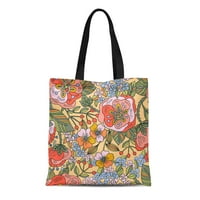 Platnena torba Potpuna tota Trgovine Torbe Botaničko cvjetno sa svijetlim cvjetajućim ružama Sažetak