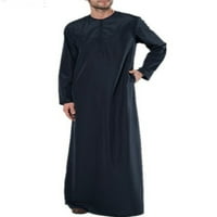 Capreze muške haljine muslimani thone kaftan molitvena rube casual bluza dugih rukava smeđu rukave smeđi