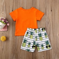 Newbornorođene dječake ljetna odjeća crtani ananas, majica s kratkim rukavima + palmine kratke hlače