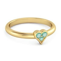 Pjenušava srce u obliku srca .. CT smaragdno srebrni srebrni zlatni Vermeil Women prsten