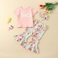 Odjeća za djecu od malih i odijela Outfits Pisma Ispišite kratki rukav s povremenim cvjetnim pantalonama