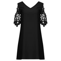 Ženska V-izrez ljetna čipka s kratkim rukavima Mini haljina Fancy haljina Formalna haljina Goth haljina
