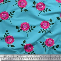 Soimoi poliester Crepe lišće tkanina i ružičaste cvjetne cvjetne tiskane tkanine sa dvorištem širom