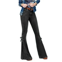 Aoochasliy plus veličina Ženske hlače sa džepovima čišćenje Trendi Dame Visoko struk Labavi džep čipkaste