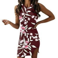 Mini haljine za žene Ljeto na plaži Spring Striped cvjetni print Slatka haljina ručna haljina na vratu