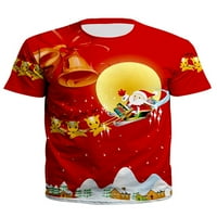 Voguele Par majica Božićni vrhovi kratkih rukava Ljetna majica Travel Tunic Top Casual Bluze Crveni