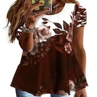 HAITE Women Ljetni vrhovi cvjetni print majica s kratkim rukavima za majicu Radni pulover dnevno odjeća