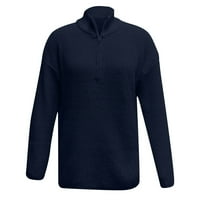 Dukseri pulover za žene GOTH džemper s dugim rukavima V-izrez Ruched pulover bluza vrhovi mornarice