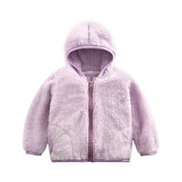 Leodye Clearance Toddler Dječja puna boja plišana zima drži topla kaputa za kapute Ljubičasta 1- godina