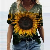 Ženska scenska majica casual plus tisak cvijeća vrata modni vrhovi veličine okrugle radne košulje dugih