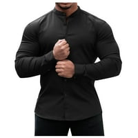Muška košulja Muška ručica mišića Slim Fit Stretch Dugi rukav Ležerni majice dolje majice za muškarce