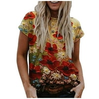 GDFUN Ženska ležerna majica Grafički vintage Print Okrugli vrat Na vrhu Basic Loose Tops Thirts Majice