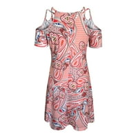 Plaža Maxi haljina za žene duge haljine za žene Žene Ljetni modni print Sling V izrez Prekinula haljina