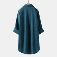 Akiihool radne bluze za žene Klasične majice plaika s majicom na košulju posteljina od posteljine