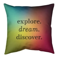 Artverse citira višebojnu pozadinu Istražite DREAM Discover Quote Pillow-Fau Suede Medium