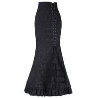 Aabni ženski punk stil retro sirmaidne suknje Vintage Long Ruffle Slim Fit Fishtail suknja