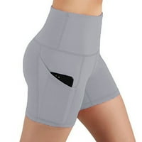 Lady Solid Džep Yoga kratke hlače visoke struke Trgovine Fitness tekuće joge hlače joga kratke hlače