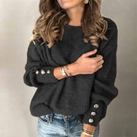 Roliyen Žene vrhovi modne žene dugih rukava CRAT CACLE COLLAR COLL CUTCHONS Pleteni pasusni džemper