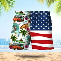 Hlače Muška modna dana za nezavisnost od tiskane na havajske plaže Spot Sport Casual Hotsa Hlače Bijela