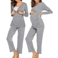 Ženska majica za njegu pidžama Set dojenje za spavanje za spavanje Dvostruki sloj kratkih rukava Top