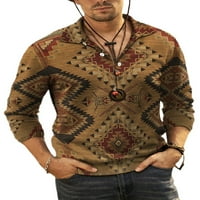 Colisha Muška polo majica rever na vratu GEOMETRIJSKI BLOUSE tipke Radni pulover s dugim rukavima Style-F