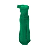 Ženska čvrstog nagiba na ramenu split Večernjo haljina haljina zelena l