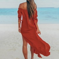 StMixi ljetne haljine za ženska plaža s ramena proreza plus veličina maxi sunce haljine kratki rukav