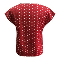Žene ljetne kratkih rukava s prugama V izrez Flowy Beach T-majice Ležerne prilike bluza crvena l