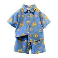 TODDLER Baby Boy Outfits & Set Suncokretorni print Traper TOP kratke hlače Ljetna na otvorenom Ležerno