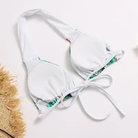 Kupaći kostimi za žene, ženska modna scenska tiskanje seksi Halter vrat Split bikini kupaći kostim bijeli