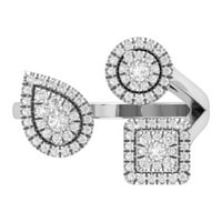Araiya 14k Bijeli zlatni dijamantski prsten za žene, veličine 5
