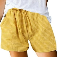Ženske ljetne pamučne ležerne prugaste kratke hlače ženske kratke hlače žute m