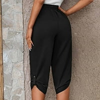 Charella Womens Capri pantalone sa džepovima Elastične struke hlače za žene labave mekane tanke čipke