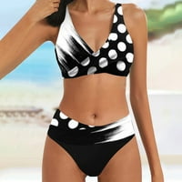 Kupaći kostimi za ženu Modni tat s visokim strukom od tiskani V izrez Beach Bikini Dvije kupaće odijela