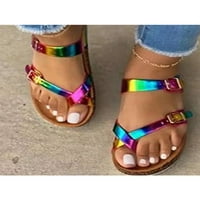 Ženski nožni gležnjače široko postavljanje ravnih sandala dama ljetna plaža peep cipele veličine