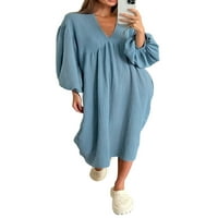 Gwiyeopda Ženska noćna servis dugih rukava Labava pidžama maxi haljina za spavanje salona za spavanje