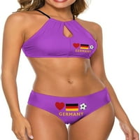 Njemačka Fudbal Soccer Ženski Halter High Neck Bikini kupaći kostimi set Cross unazad kupalište