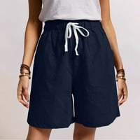 Huaai ženski povremeni modni čvrsti džepni džepovi šorc Hours Womens casual jogger hlače mornarice m
