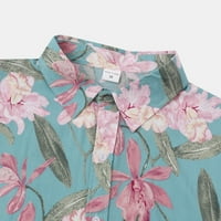 Pamučne majice za muškarce muške plaže muške ležerne modne majice Hawaii cvjetni tiskani modni majica kratkih rukava košulja sa nagibom majica majica s dugim rukavima, majica dugih rukava