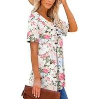 Peplum vrhovi za žene plus veličine kratkih rukava Regularne fit T majice Pulover tees vrhovi cvjetni