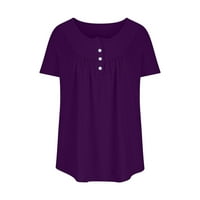 Ženska plus veličina gumba Swing Tops Clearence COGFY majica za žene Čvrsta boja TESS Dressy ljetni