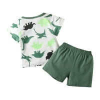 Toddler Crtani Dinosaur Print Casual Hotsas Sportski odijelo Skraćeno rukav Skladišta pune boje Postavite