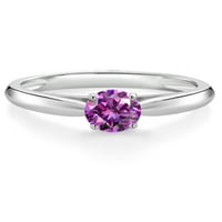 Gem Stone King 10k Bijelo zlato Fancy Purple Cirkonia Solitaire Angažman prsten za žene
