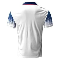 Wozhidase Muška majica Casual Sports Ispiši ovratnik kratkih rukava Majica za kratku rupu Kompresijske košulje za muškarce bijele m