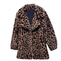 Yievit žene prevelizirani zimski kaput Leopard Print Fuzzy Fleece topla jakna rever debela fluffna gornja