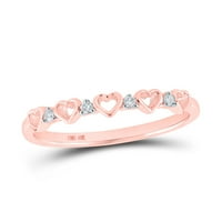 Ženska solidna 10kt Rose Gold Okrugli dijamantski prsten za srce CTTW Veličina zvona 7
