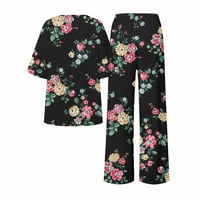 Pad odijela za žensku modnu posadu s kratkim rukavima cvjetni print Torp košulja sa džepnim hlačama