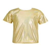 MSEMIS dječje djevojke dječake sjajna majica metalik majica kratkih rukava Jazz Dance Top, veličine
