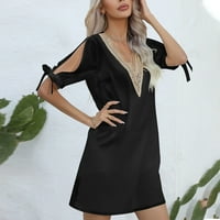 Yubatuo ženska ljetna casual čvrsta labava majica Vruća ruka s rukavima mini plaža crna haljina crna