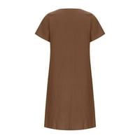 Idoravanske ljetne haljine za žene čišćenje ženske modne pamučne i posteljine V-izrez labavi kratki